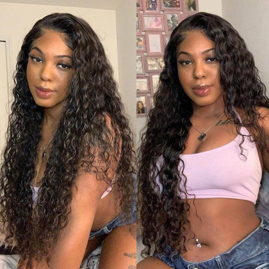 Cranberry 12A Water Wave Real 4X4 HD /Transparent Lace Closure Glueless Long Virgin Wig