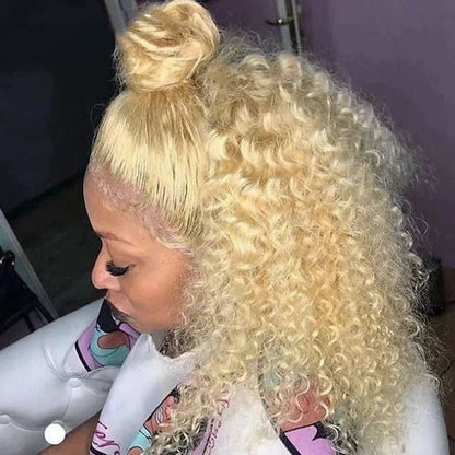 Cranberry Kinky Curly Lace Front Wig Pre Plucked 13x6/13x4 HD 613 Blonde Human Hair Wigs 180 Density