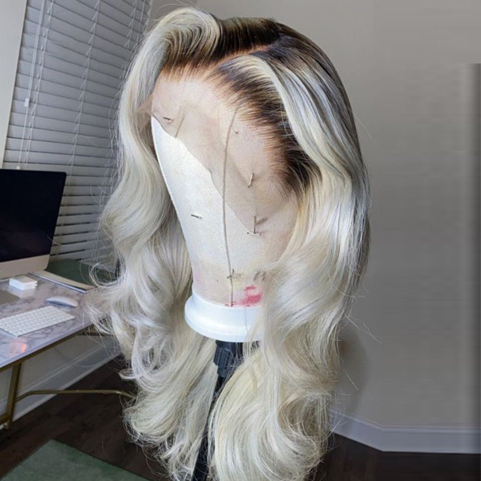Cranberry Ombre Platinum Blonde 13x4 Lace Front Wig Human Hair Body Wave Wigs