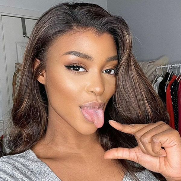 Cranberry Invisible Swiss Lace Highlight Ombre Wavy 13x4 Lace Front Wig Human Hair