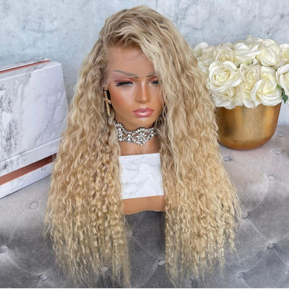 Cranberry Blonde Curly Human Hair Wig Pre Plucked Side Part with Baby Hair 13x4 Lace Front Wig