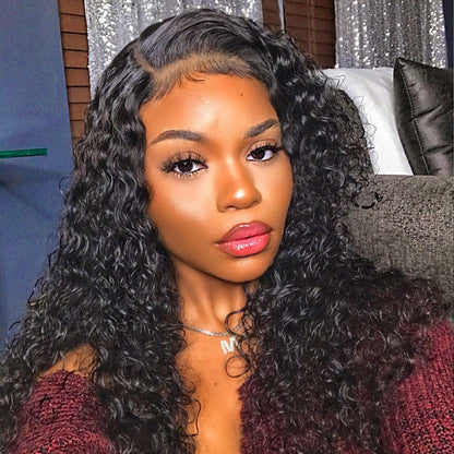 Cranberry  4x4Inch Lace Closure Human Hair Wigs Water Wave Remy Indian Hair Wigs Natural Color - Cranberry Hair
