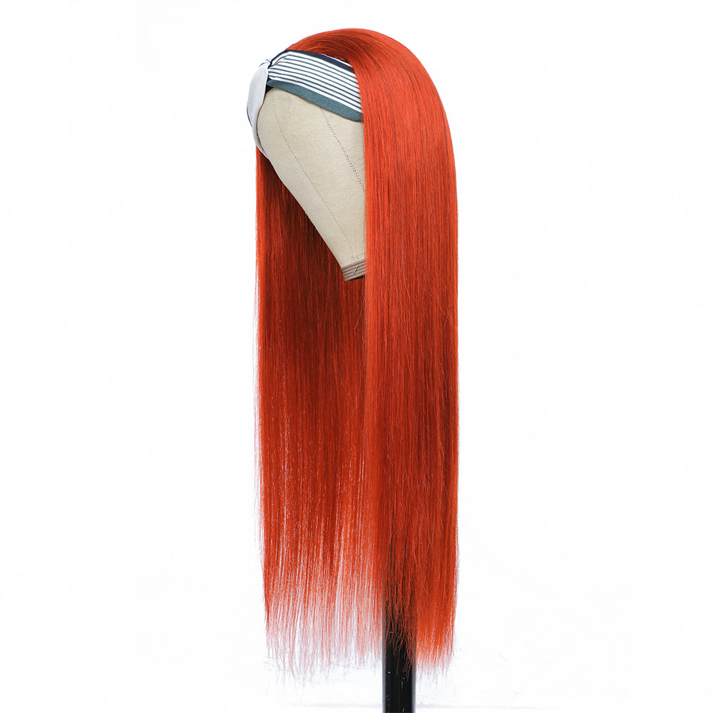 Cranberry Headband Wig 180% Density Color Orange Silky Straight virgin Hair Wig - Cranberry Hair