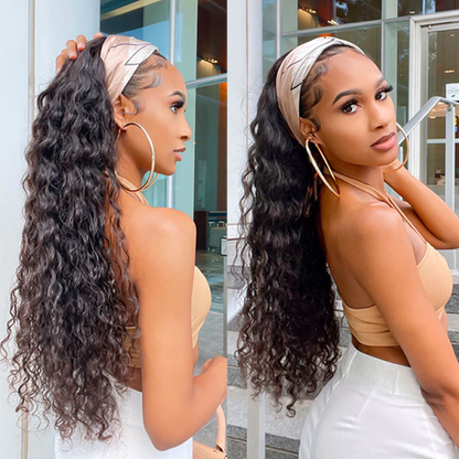 Cranberry Deep Wave Human Hair Wig Glueless Wig Brazilian Virgin Hair  Headband Wig 180% Density