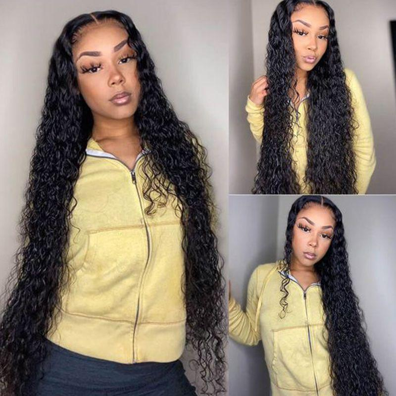 Cranberry 10A 4x4 Inch Lace Closure Human Hair Wigs Water Wave Remy Brazilian Hair Wigs Natural Color