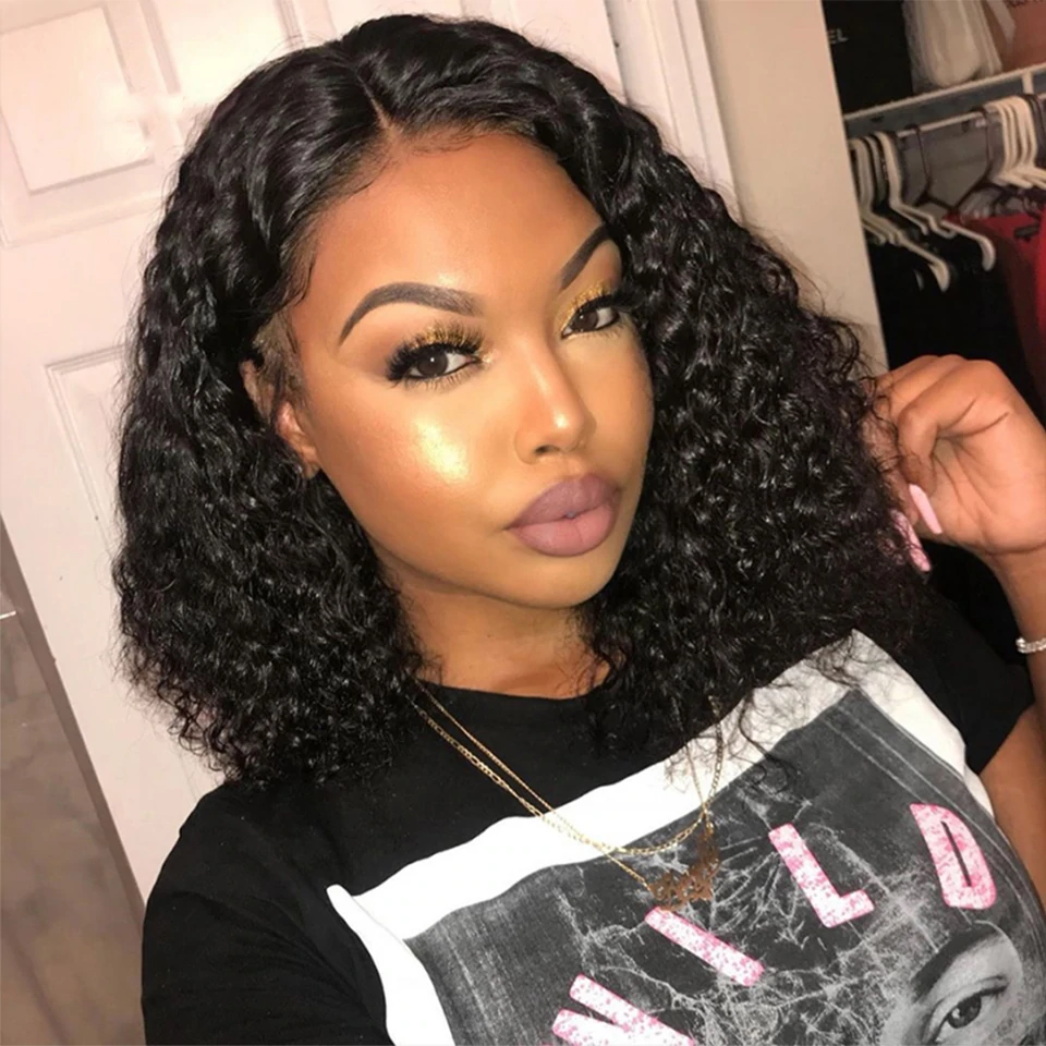 Cranberry Deep Wave Lace Closure Bob Wigs Short Malaysian Human Hair Wigs For Black Women
