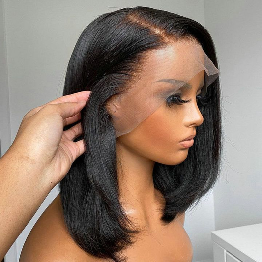 <transcy>Cranberry Straight Lace Front Bob perruques courtes perruques indiennes de cheveux humains pour les femmes noires</transcy>