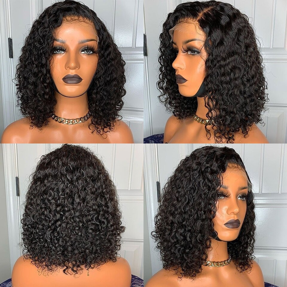Cranberry Curly Lace Front Bob Wigs Short Indian Human Hair Wigs For Black Women - Cranberry Hair