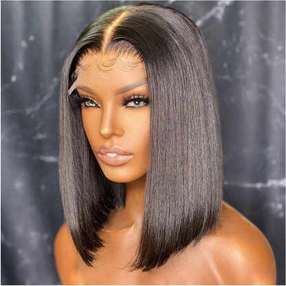 Cranberry Straight Lace Closure Bob Wigs Short Indian Human Hair Wigs For Black Women