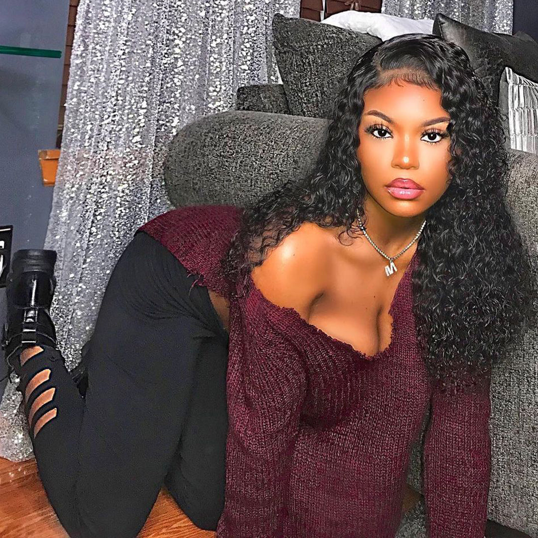 Cranberry  4x4Inch Lace Closure Human Hair Wigs Water Wave Remy Indian Hair Wigs Natural Color - Cranberry Hair