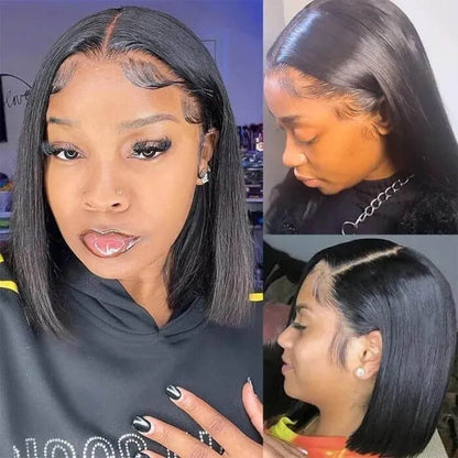 Cranberry Affordable Straight Bob Wig Human Hair Pre Plucked Glueless Lace Front Wig