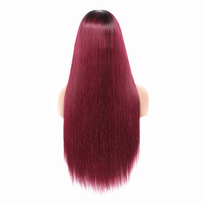 Cranberry Headband Wig Ombre Burgundy 1B99J Silky Straight Glueless  Full Machine Human Hair Wig - Cranberry Hair