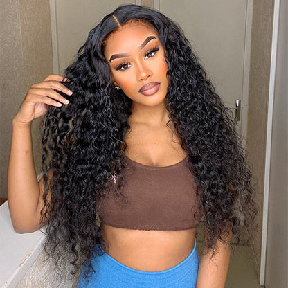 Cranberry 12A Water Wave 13x4 5X5 Frontal HD Lace Free Part Long Wig 100% Human Hair