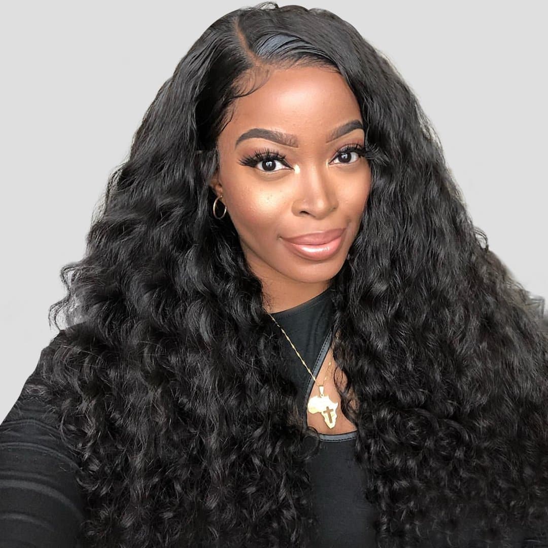 Cranberry  4x4Inch Lace Closure Human Hair Wigs Loose Deep  Remy Peruvian Hair Wigs Natural Color - Cranberry Hair