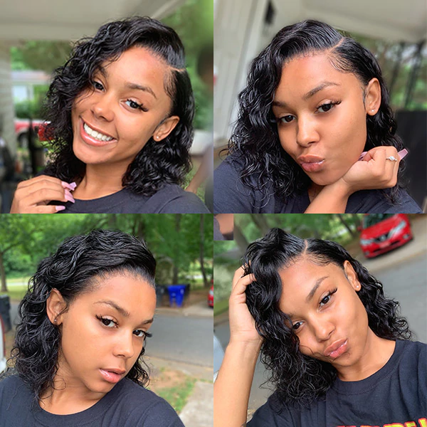 Cranberry  HD Lace Frontal Natural Looking Short Bob Water Wave Crown Series Wigs