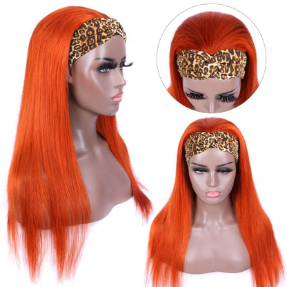 Cranberry Headband Wig 180% Density Color Orange Silky Straight virgin Hair Wig