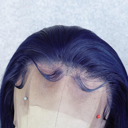 Pretty Dark Blue Transparent Lace Wigs Straight Virgin Hair Wigs 13X4 HD Lace Wig