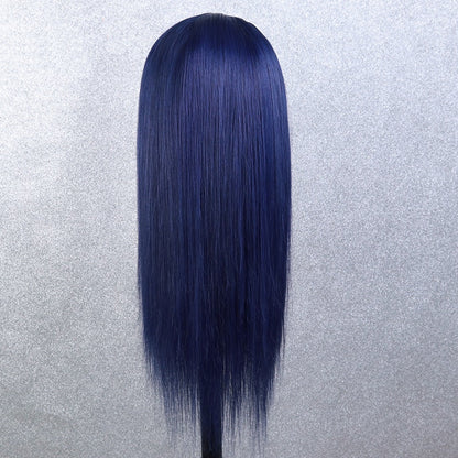 Pretty Dark Blue Transparent Lace Wigs Straight Virgin Hair Wigs 13X4 HD Lace Wig