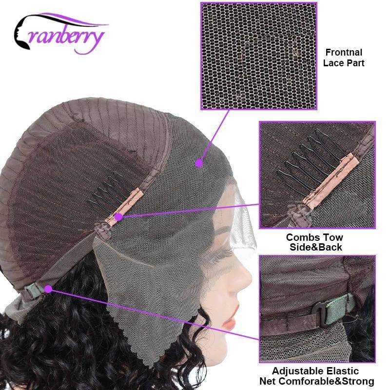 Cranberry 13*4 Lace Front Human Hair Wigs Brazilian Water Wave Lace Frontal Wig Natual Color - Cranberry Hair