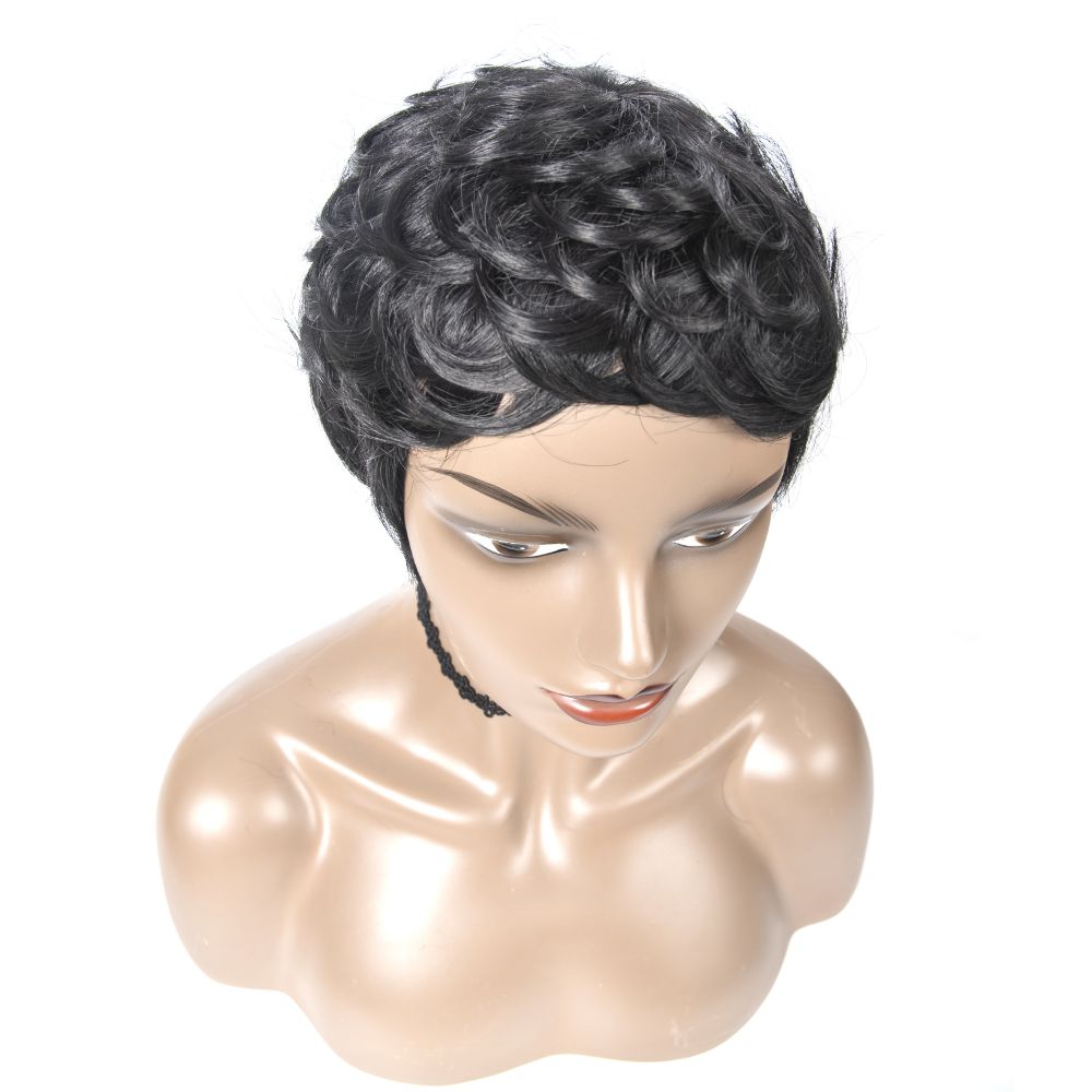 Cranberry Short Pixie cut wigs 1B Color Romance Wave Wig Machine Made Human Wig