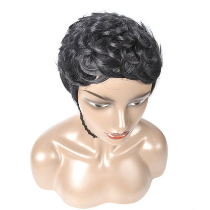 Cranberry Short Pixie cut wigs 1B Color Romance Wave Wig Machine Made Human Wig