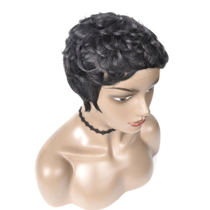 Cranberry Short Pixie cut wigs 1B Color Romance Wave Wig Machine Made Human Wig