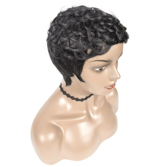 Cranberry Short Pixie cut wigs 1B Color Romance Wave Wig Machine Made Human Wig