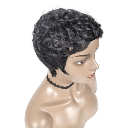 Cranberry Short Pixie cut wigs 1B Color Romance Wave Wig Machine Made Human Wig