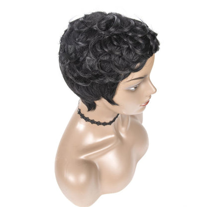 Cranberry Short Pixie cut wigs 1B Color Romance Wave Wig Machine Made Human Wig