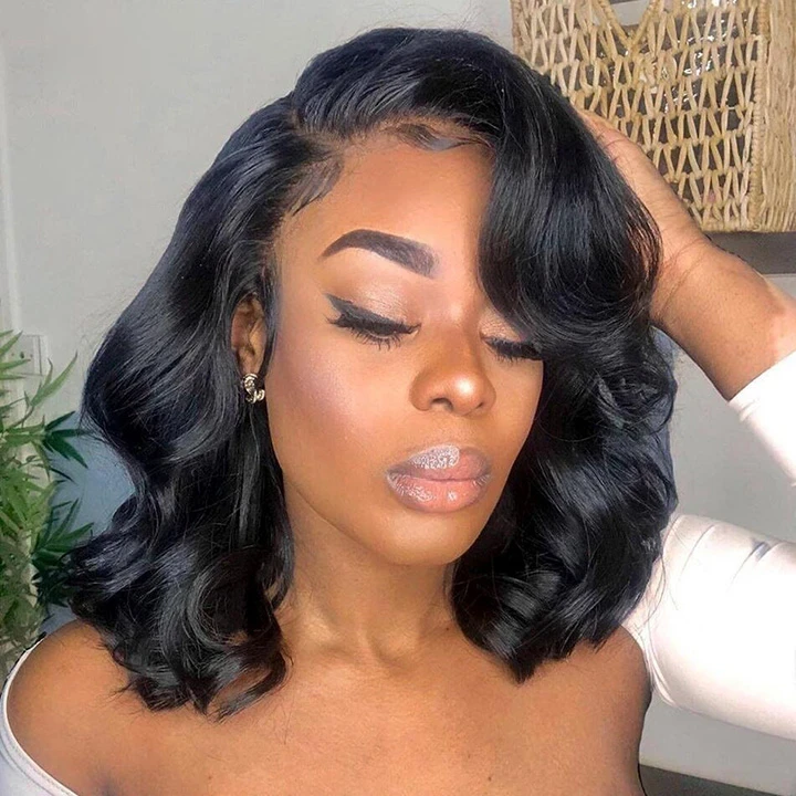 Cranberry Short Bob Wigs Body Wave Human Hair Bob Wigs Lace Front Wigs