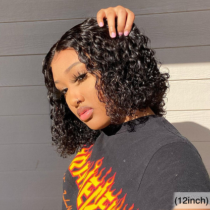 Cranberry Deep Wave Lace Closure Bob Wigs Short Brazilian Human Hair Wigs For Black Women - Cranberry Hair