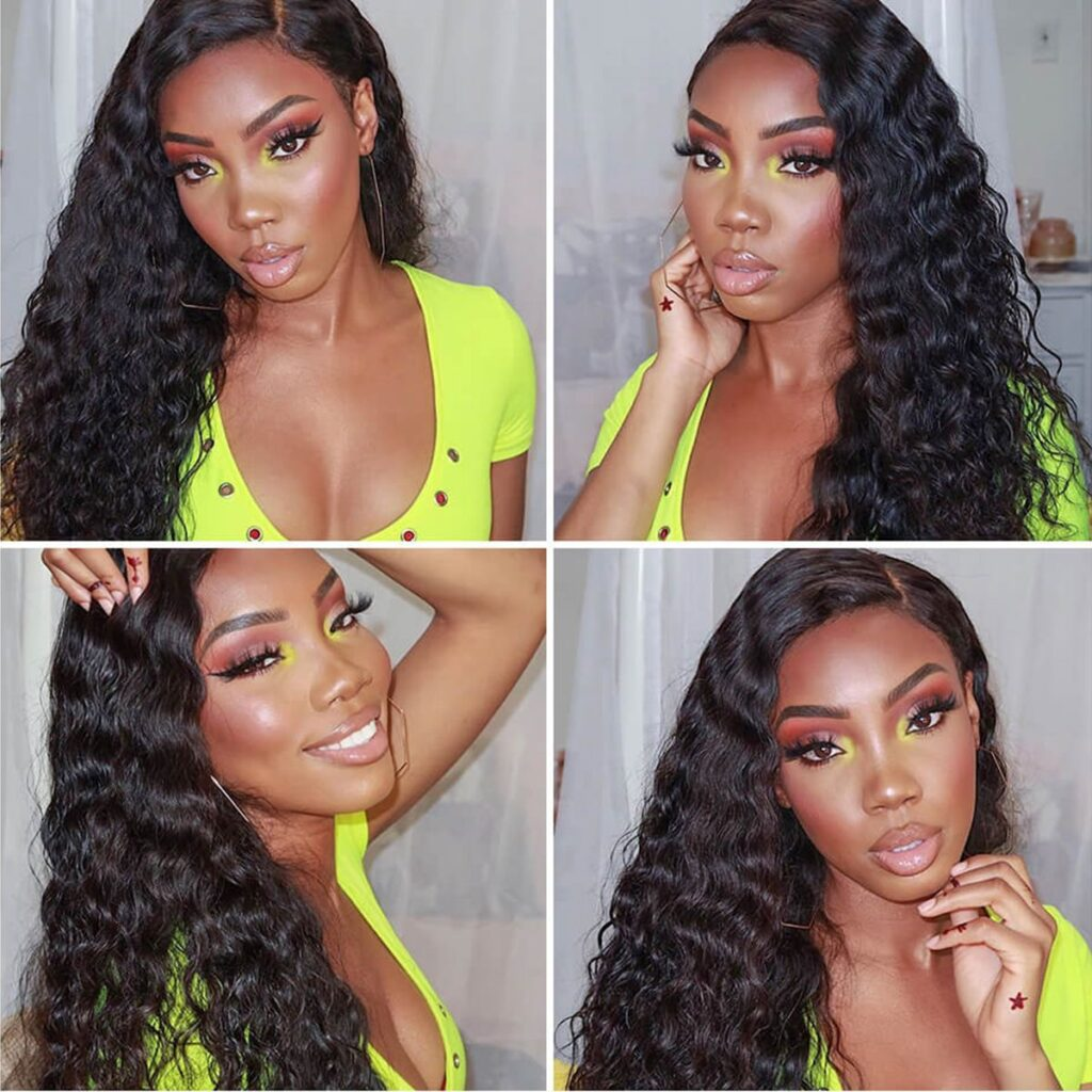 Cranberry  4x4Inch Lace Closure Human Hair Wigs Loose Deep  Remy Indian Hair Wigs Natural Color - Cranberry Hair