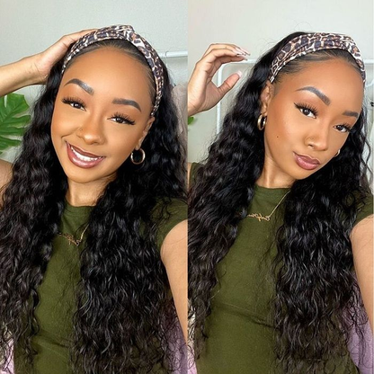 Cranberry Water Wave Human Hair Wig Glueless Wig Brazilian Virgin Hair  Headband Wig 180% Density