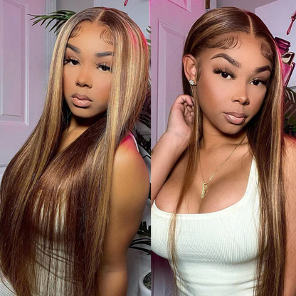 Cranberry 13x4 Highlight Straight Ombre 4/27 Color Real Swiss Lace Wig