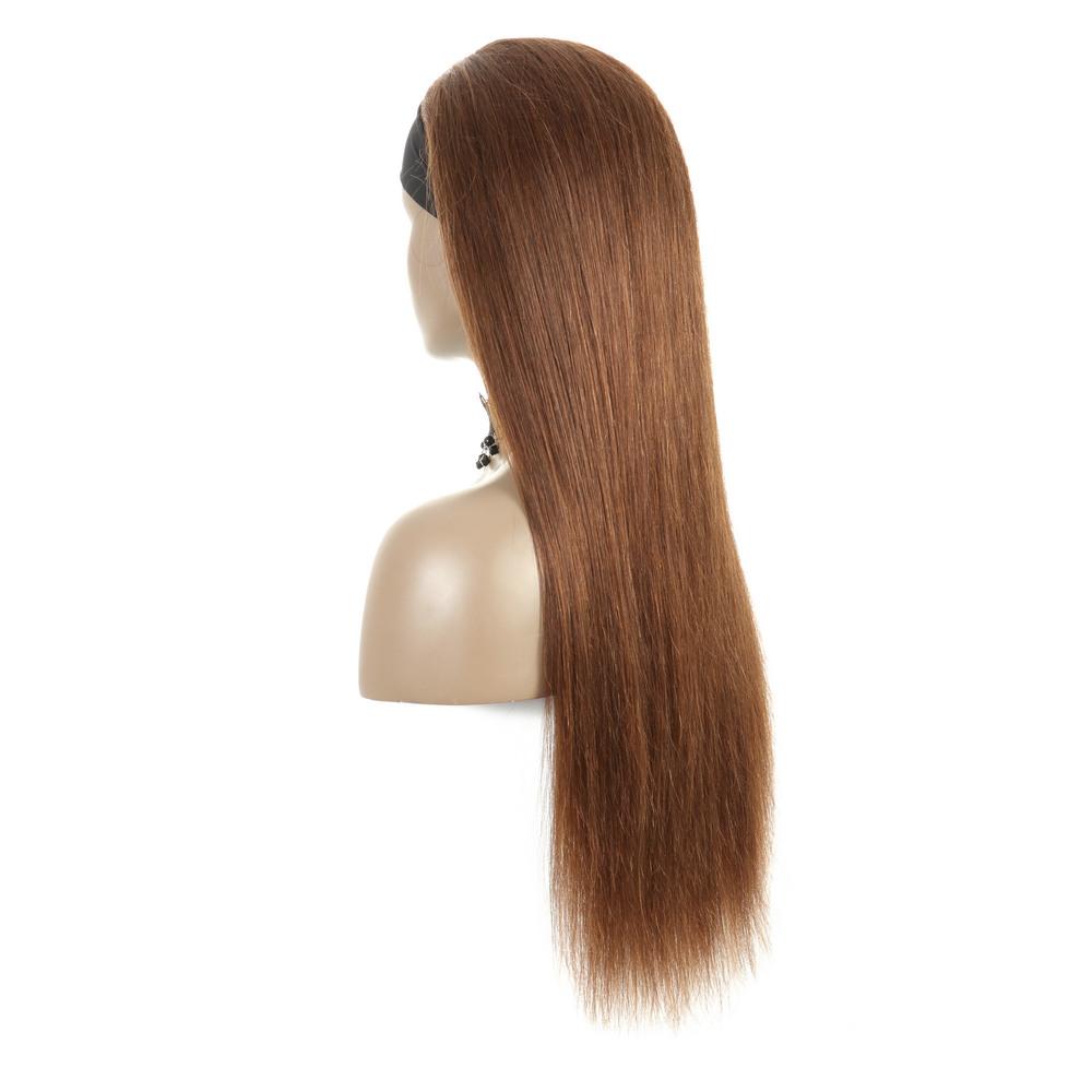 Cranberry Straight Human Hair Wig Glueless Wig Brazilian Virgin Hair Machine Made Headband Wig 180% Density - Cranberry Hair