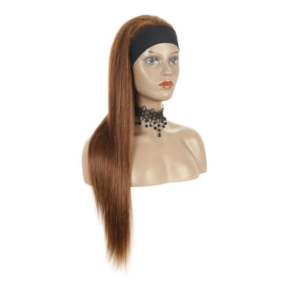 Cranberry Silky Straight  Color #4 Human Hair Wig Glueless Wig Brazilian Virgin Hair Machine Made Headband Wig 180% Density - Cranberry Hair