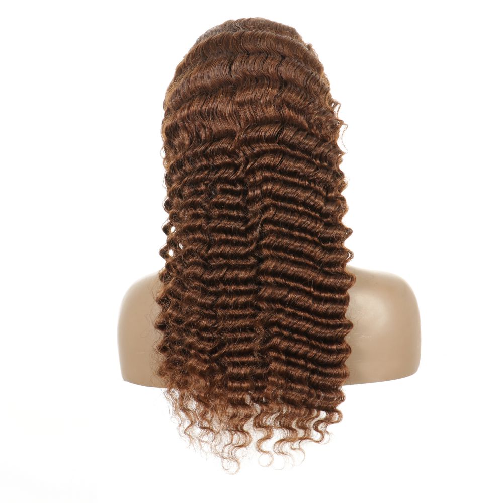 Cranberry #4 Deep Wave Color  Glueless Wig Brazilian Virgin Hair Machine Made Headband Human Hair Wig 180% Density - Cranberry Hair