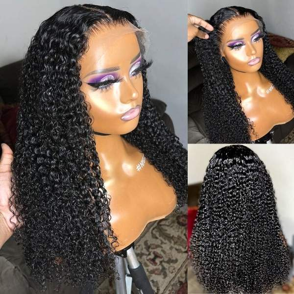 12A Cranberry Real 13X4 Swiss HD Lace Frontal Curly Wave Natural Black Long Glueless Wig