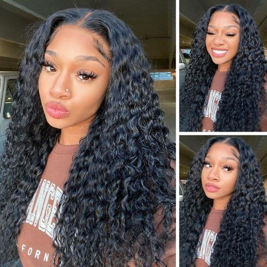 Cranberry 10A 4x4 Lace Closure Human Hair Wigs 180% Density Peruvian Deep Wave Hair Wig