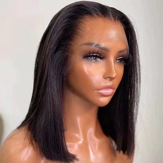 <transcy>Cranberry Straight Lace Front Bob perruques courtes perruques indiennes de cheveux humains pour les femmes noires</transcy>
