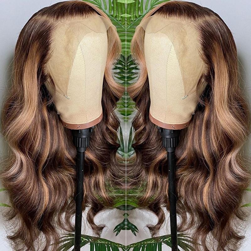 Cranberry Honey Blonde Highlight Body Wave 13x4 Lace Front Wigs 100%  Human Hair Wigs