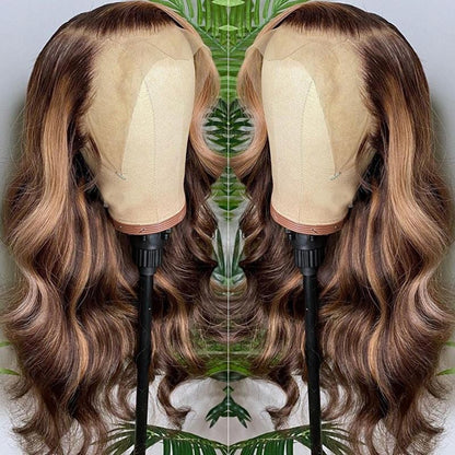 Cranberry Honey Blonde Highlight Body Wave 13x4 Lace Front Wigs 100%  Human Hair Wigs