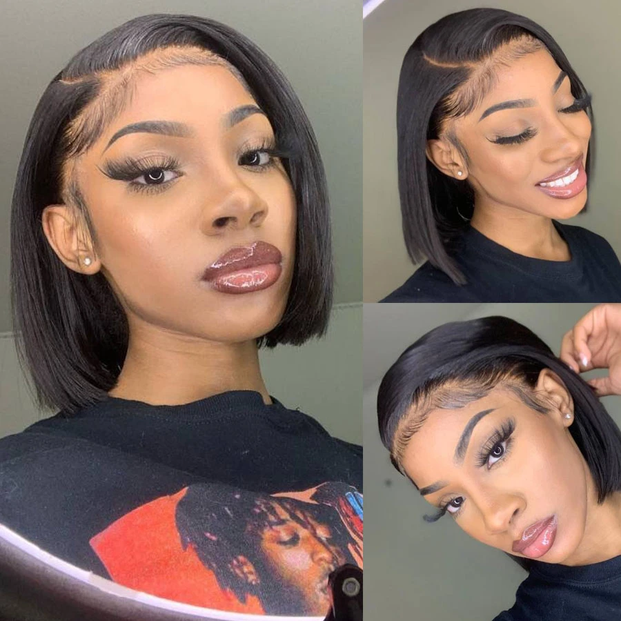 Cranberry Straight Lace Front Bob Wigs Short Indian Human Hair Wigs For Black Women