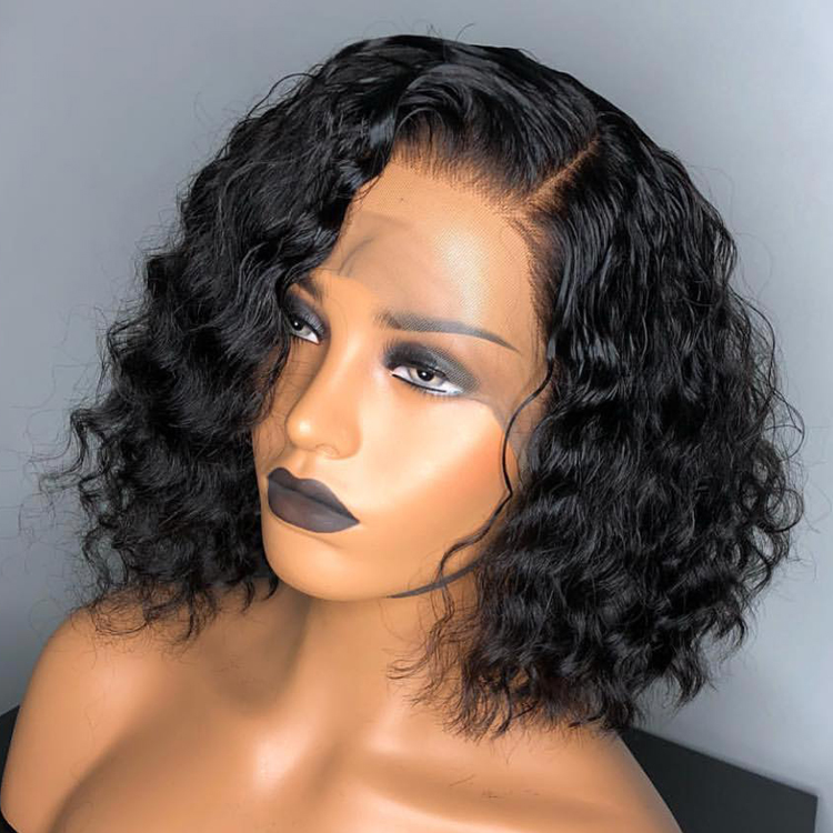 Cranberry Deep Wave Lace Front Bob Wigs Short Malaysian Human Hair Wigs For Black Women