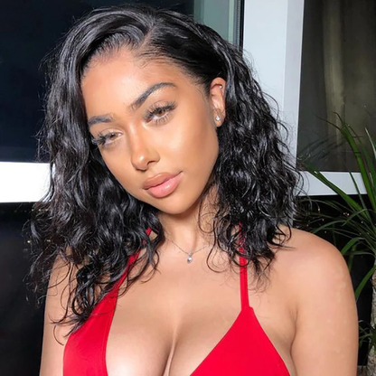 Cranberry Water Wave Lace Front Bob Wigs Short Indian Human Hair Wigs For Black Women