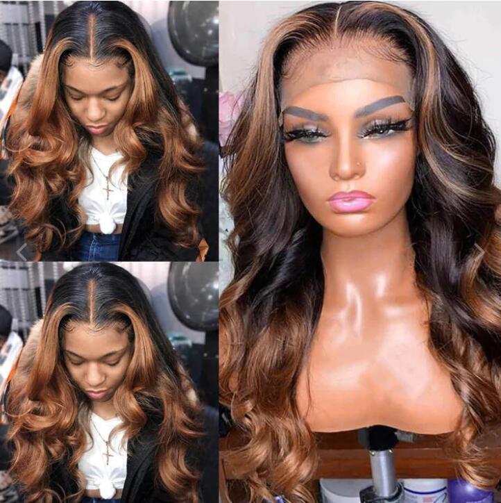 Amazing Ombre Brown Mix Colored Body Wave 13x4 Undetectable Lace Front Wig