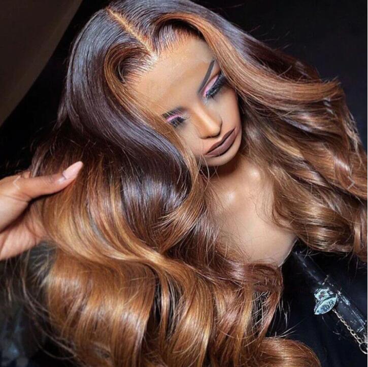 Amazing Ombre Brown Mix Colored Body Wave 13x4 Undetectable Lace Front Wig