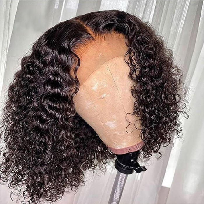Cranberry Deep Wave Lace Closure Bob Wigs Short Brazilian Human Hair Wigs For Black Women - Cranberry Hair