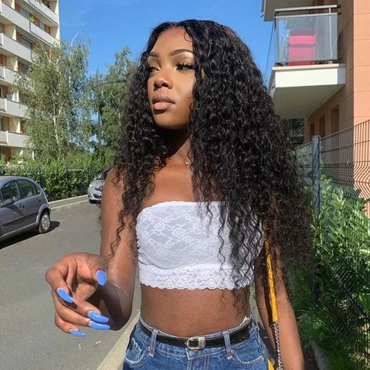 Cranberry 10A Malaysian Deep Wave Lace Closure Wig Remy Size 4x4 Lace Closure Human Hair Wigs