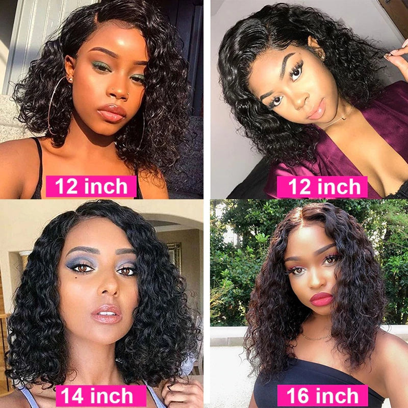Cranberry Water Wave Lace Closure Bob Wigs Short Brazilian Human Hair Wigs For Black Women - Cranberry Hair